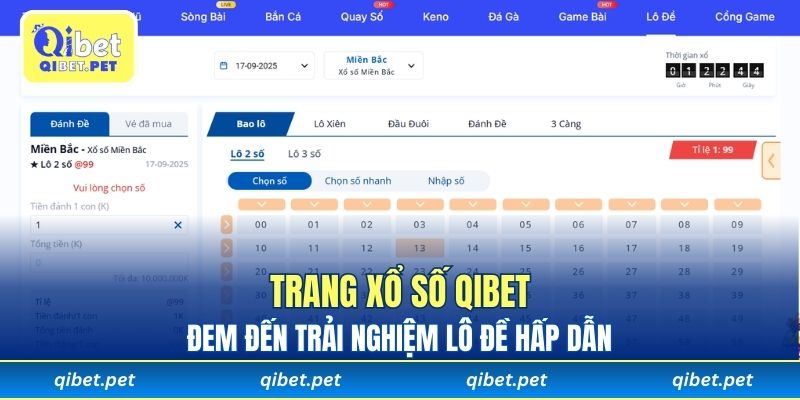 Trang xổ số Qibet đem đến trải nghiệm lô đề hấp dẫn 